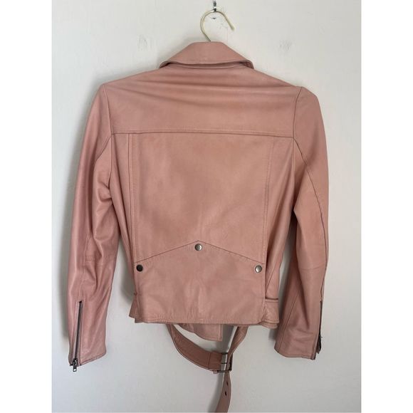 MUUBAA London Pink Biker Sheep Leather Jacket Size 6 - Picture 9 of 10